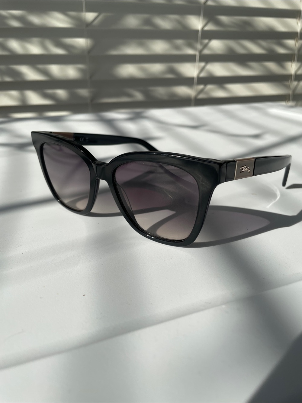 Longchamp Black Cat-Eye Sunglasses with Gradient Lenses